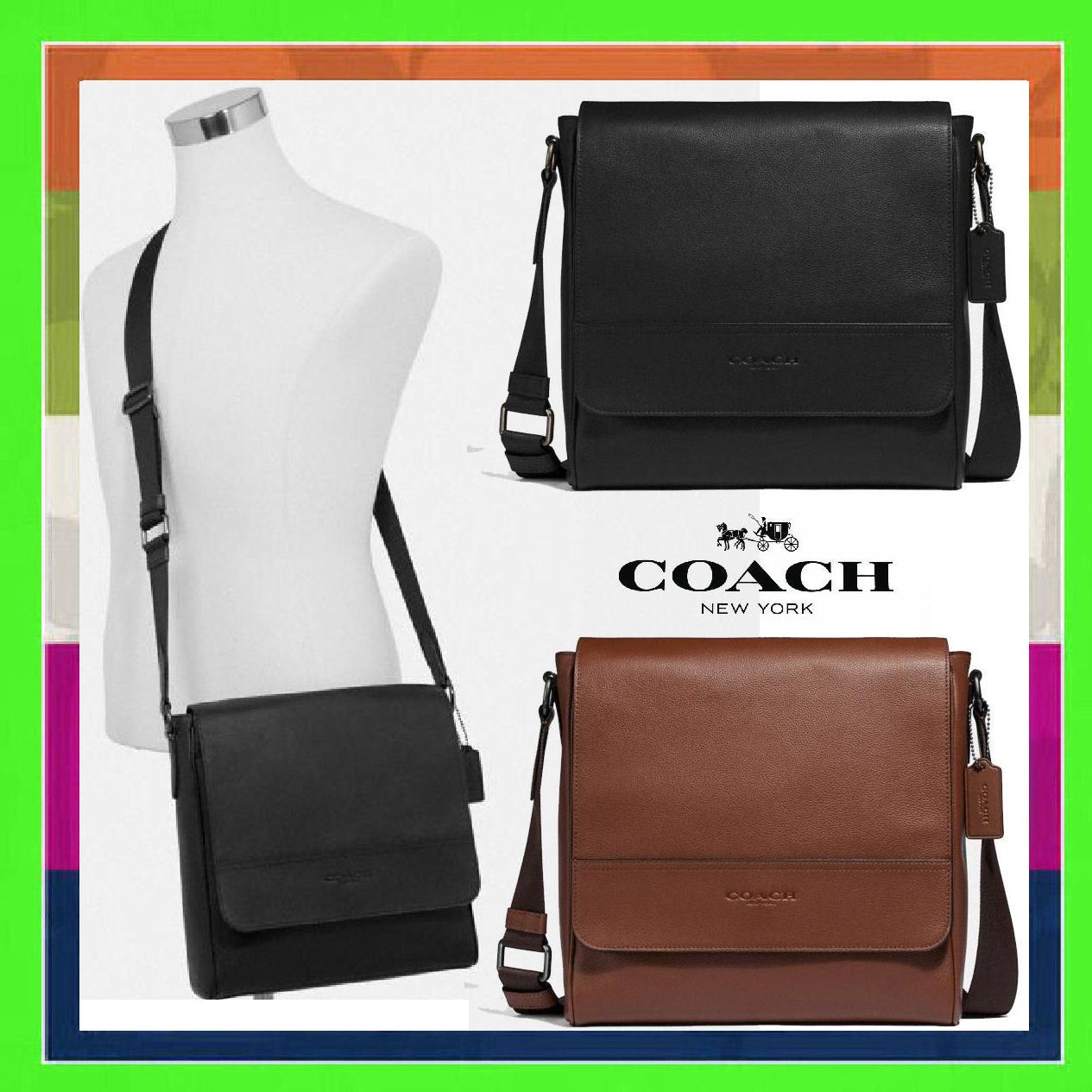 コーチ》F68015 ヒューストン マップ メンズショルダーバッグ (Coach