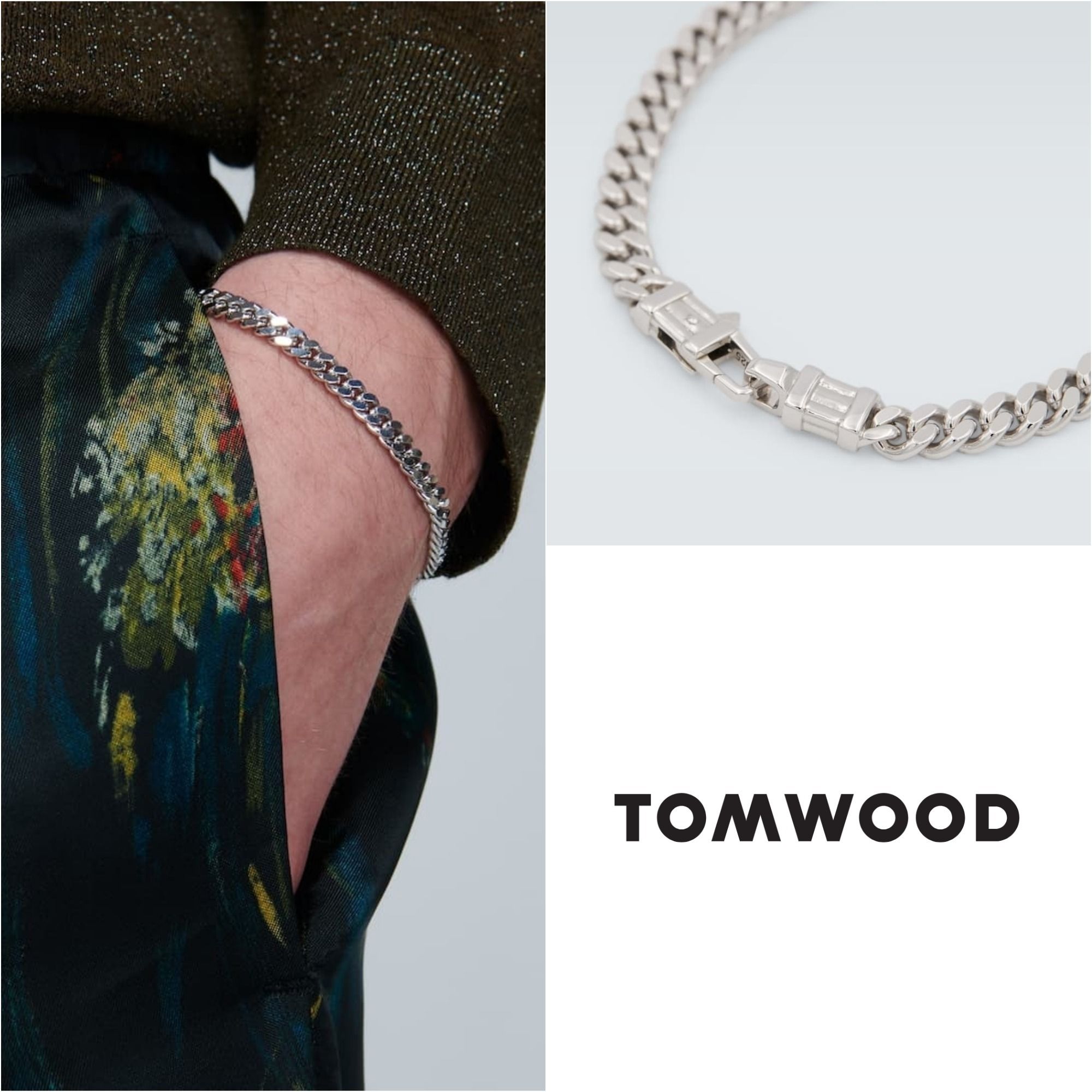 Tom Wood】スターリングシルバー カーブチェーンブレスレット (Tom Tom Wood】スターリングシルバー カーブチェーンブレスレット (Tom