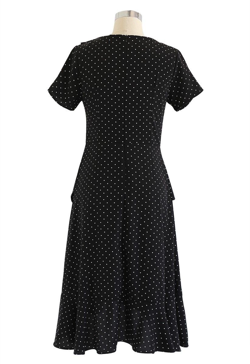 CHICWISH☆ドット柄カシュクールラッフルワンピース☆ (Chicwish