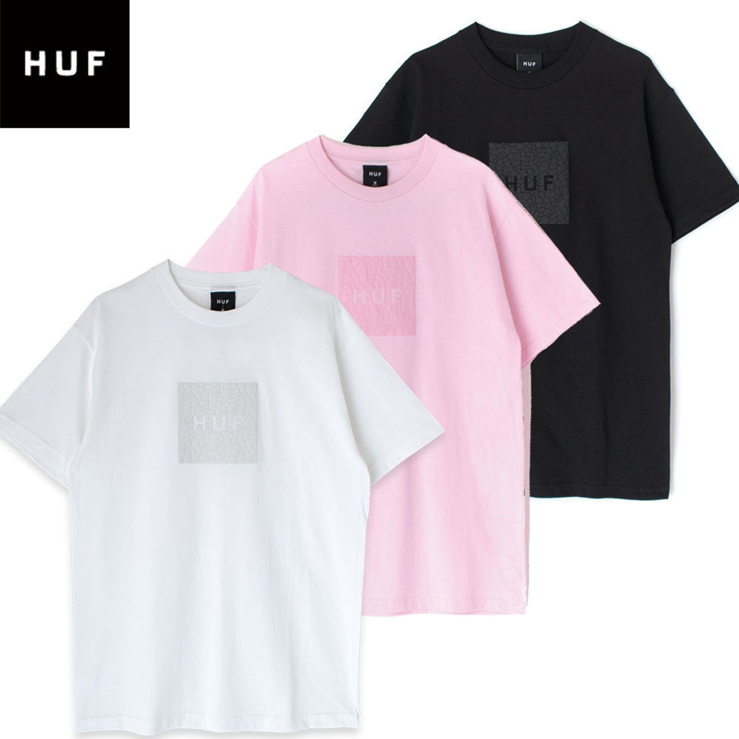 最短翌日着 Huf ブランド ロゴ Tシャツ 半袖 黒 白 ピンク Huf Tシャツ カットソー Ts Buyma