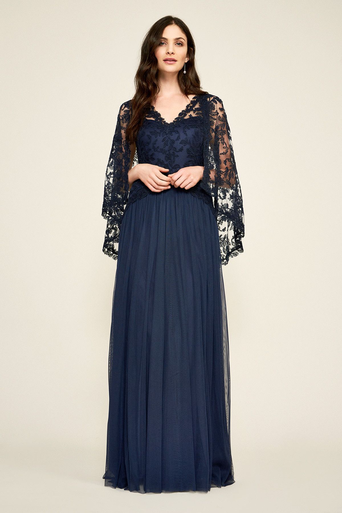 TADASHI SHOJI Cove ケープロングドレス TADASHI SHOJI Cove ケープロングドレス