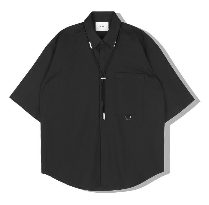 韓国人気★SSY★string necklace tip half shirt★ シャツ★2色 韓国人気☆SSY☆string necklace tip half shirt☆ シャツ☆2色