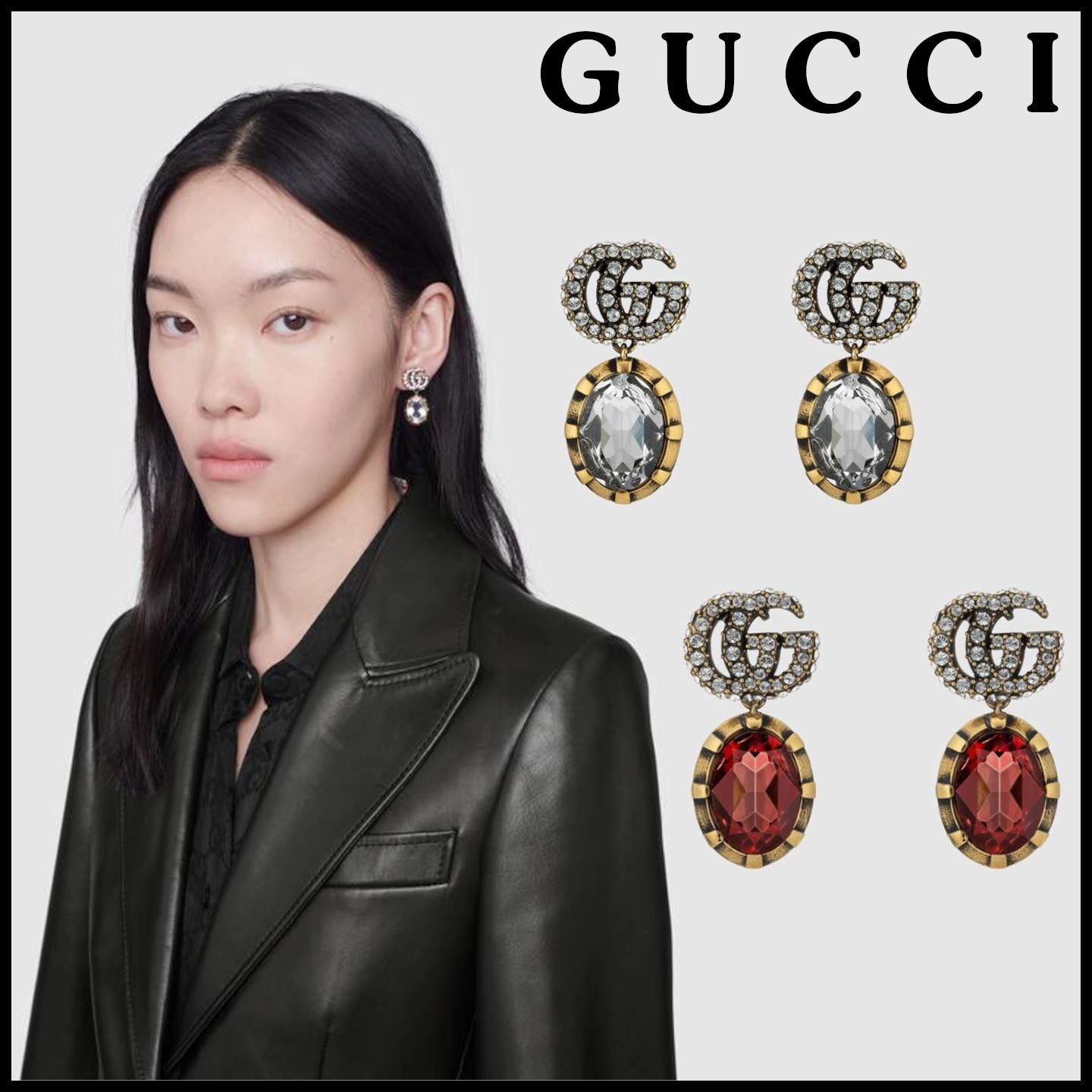 人気】グッチ☆ピアス ローズクリスタル ダブルG ユニセックス (GUCCI ...