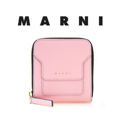 20AW ☆MARNI☆ SQUARE zip折り財布 PINK♪ (MARNI/折りたたみ財布 ...