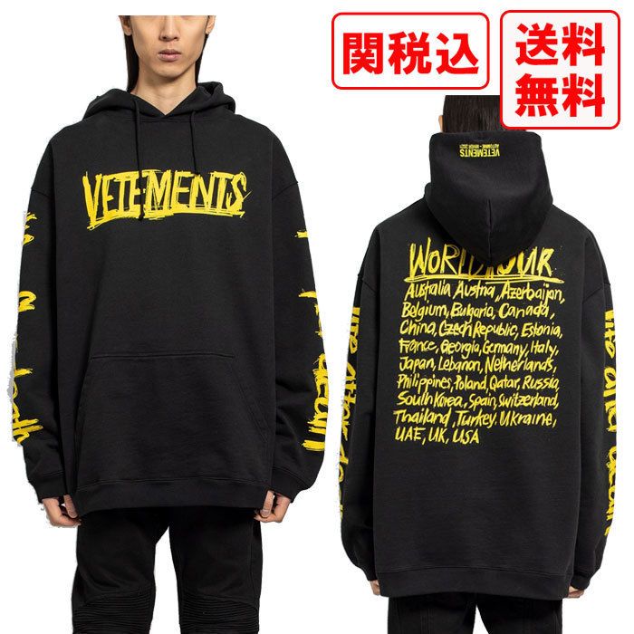 ブラック系,M注目ショップVETEMENTS World Tourパーカー パーカー 衝撃特価 ワールドツアー パーカー VETEMENTS パーカー