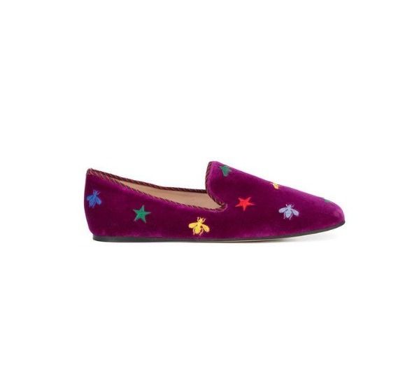 GUCCI ビー&スター スエードフラットシューズ #498842 (GUCCI