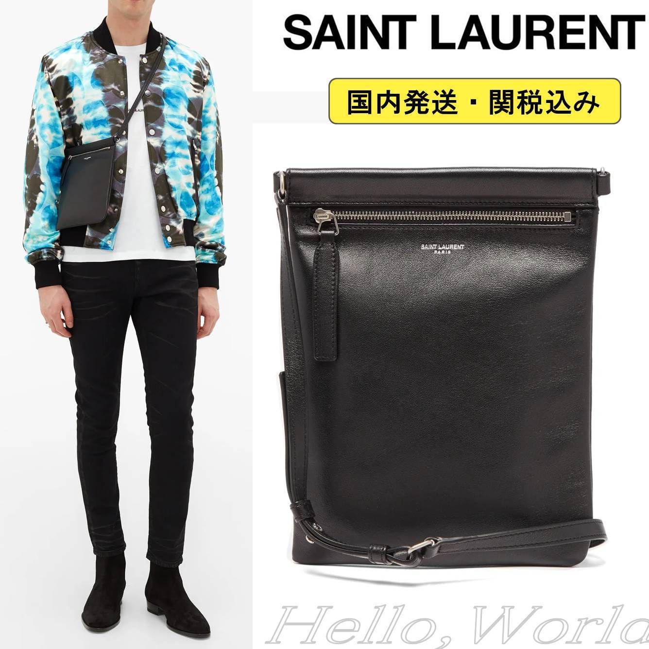 SAINT LAURENT◇サンローラン◇レザークロスボディバッグ 黒 (Saint ...