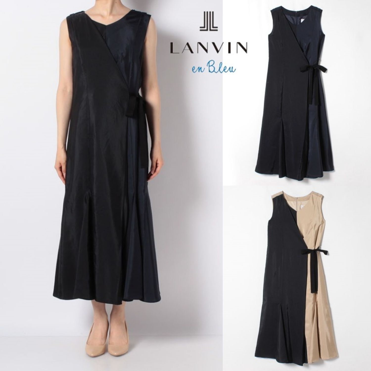 Lanvin En Bleu サイドリボンラップ風デザインワンピース Lanvin En Bleu ワンピース Buyma