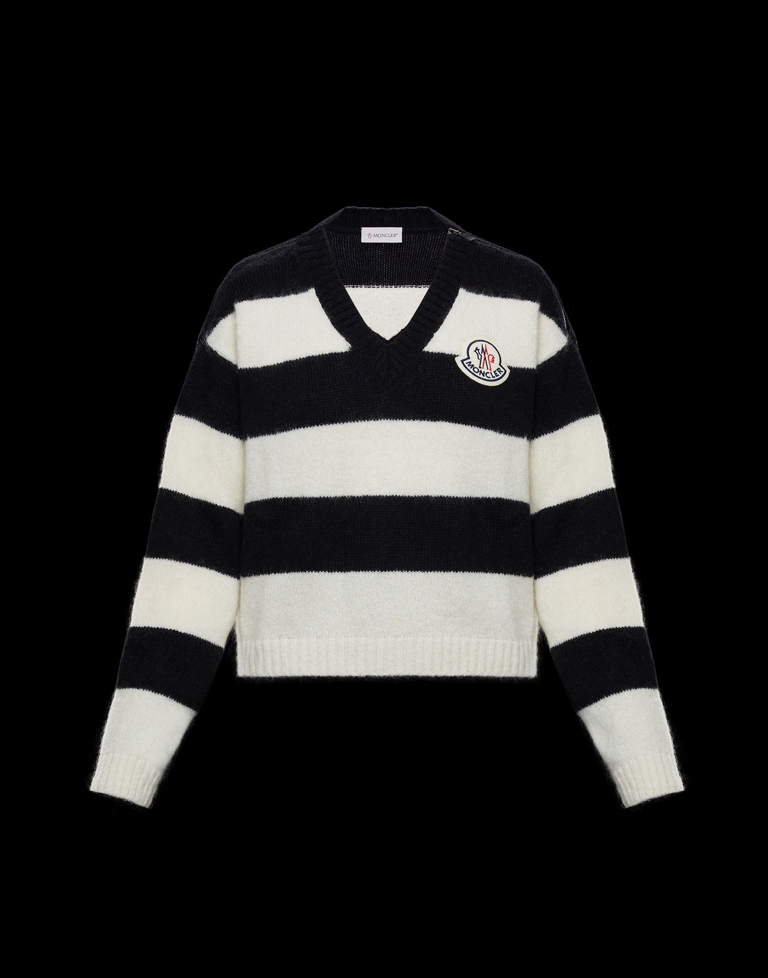 MONCLER2020/21秋冬新作レディースボーダー柄Ⅴネックセーター 【2022A/W新作★送料無料】 モンクレール ボーダーセーター レディース ニット/セーター