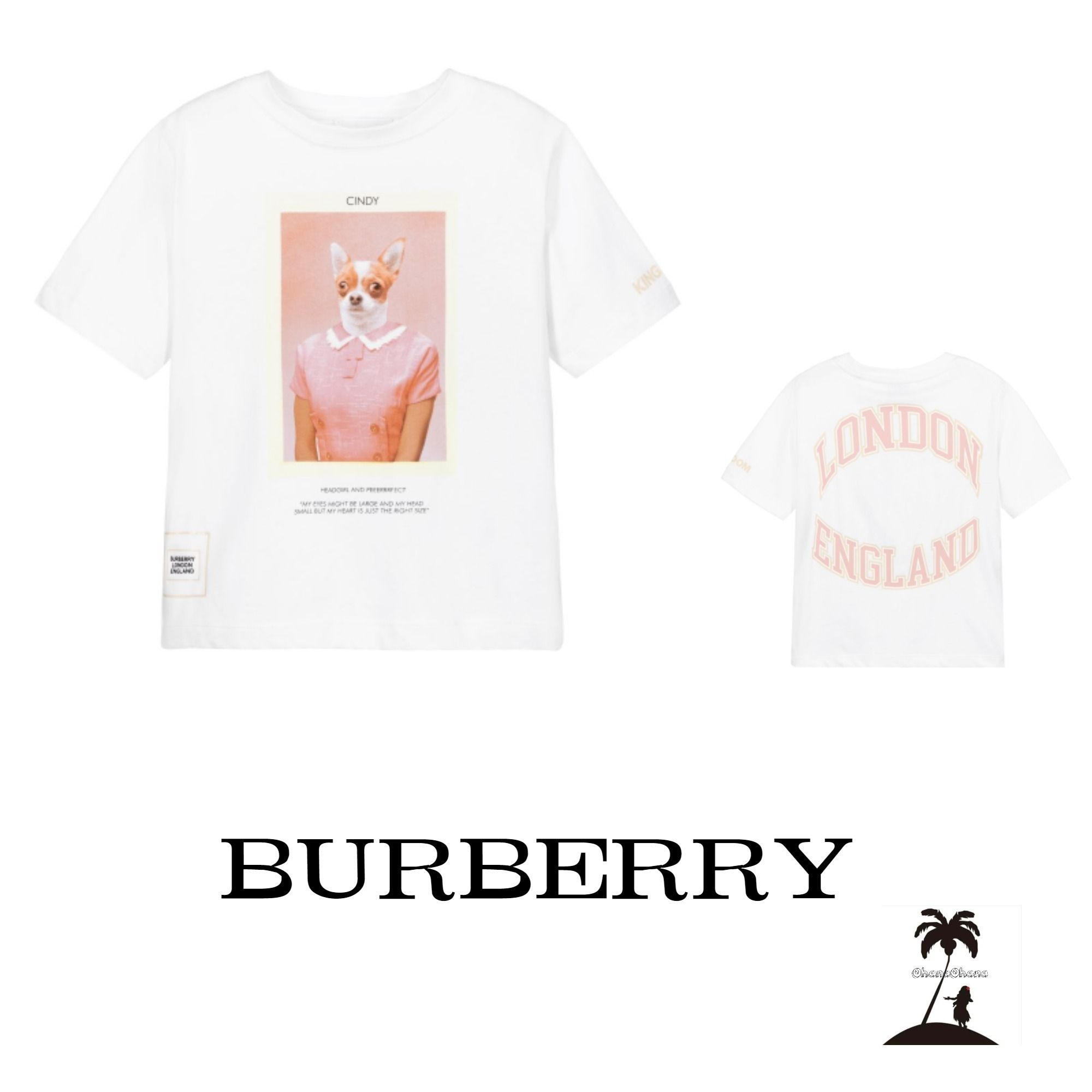 ☆BURBERRY☆大人もOK! GirlsドッグTシャツ/White (Burberry/キッズ用
