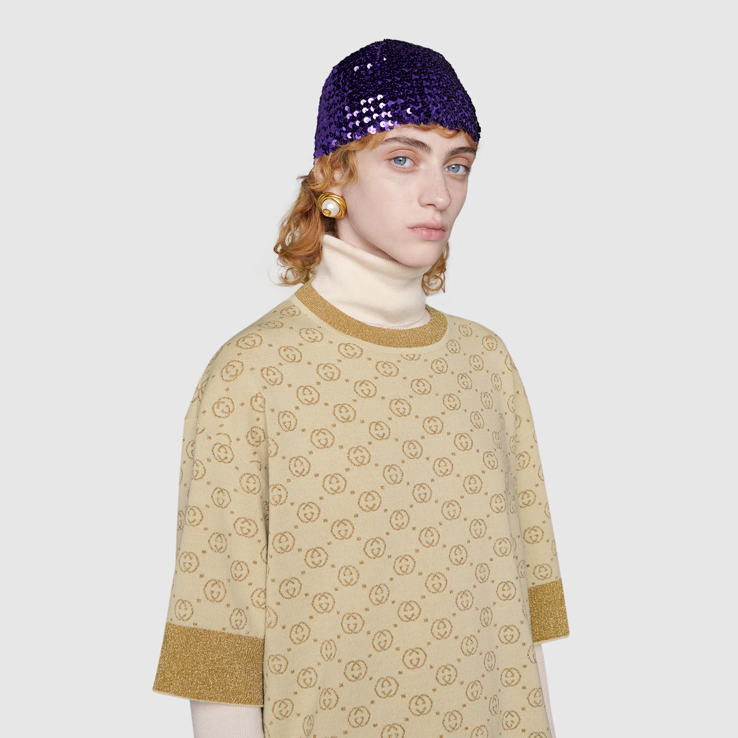 累積売上総額第1位【GUCCI☆20/21秋冬】LAME WOOL TOP (GUCCI/ニット ...