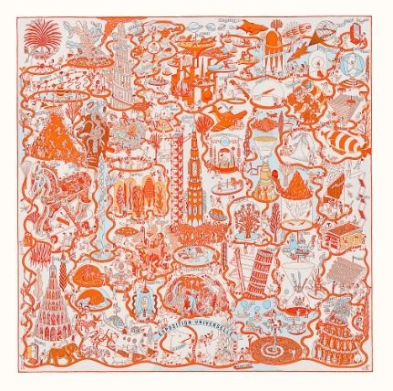 GINGER掲載 エルメス 直営店買付 カレ 90 《万国博覧会》 (HERMES GINGER掲載 エルメス 直営店買付 カレ 90 《万国博覧会》 (HERMES