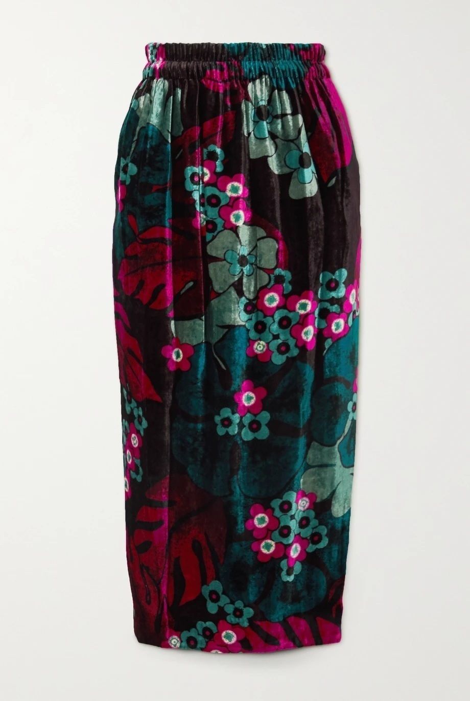 国内発| DRIES VAN NOTEN フローラルベルベット ミディスカート