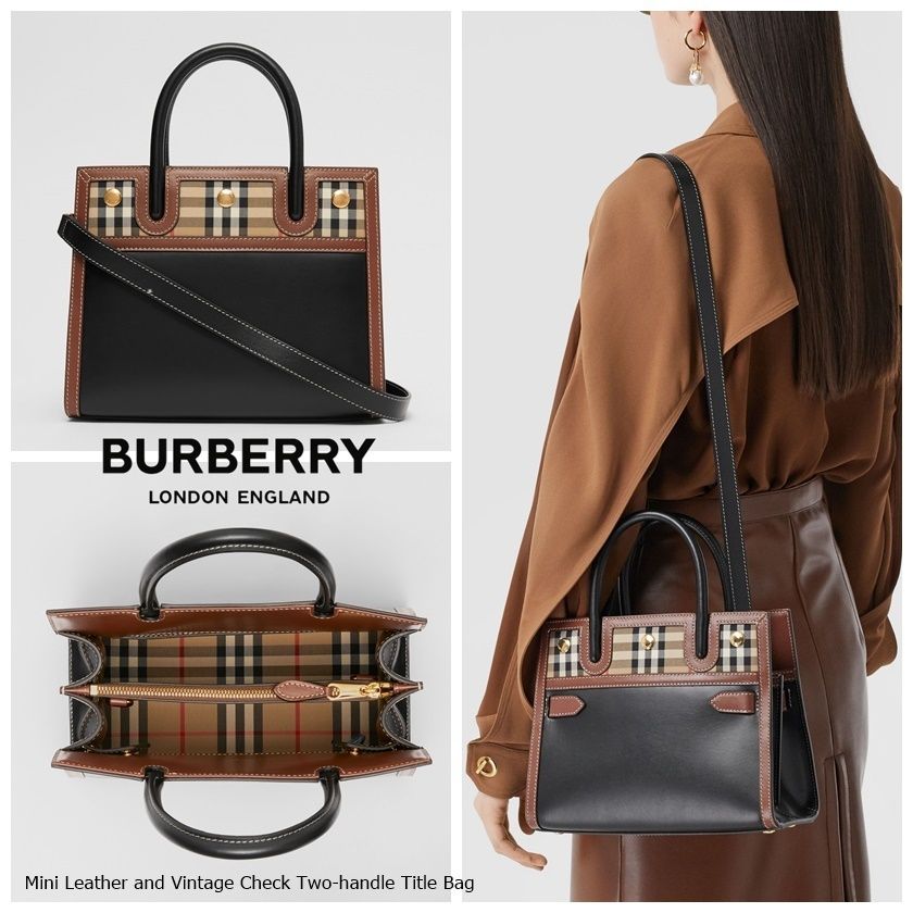 バーバリー ミニ レザー&ヴィンテージ チェック タイトル (Burberry 日用品の卸・仕入れ BURBERRY レザー&ヴィンテージチェックバッグ ショルダーバッグ
