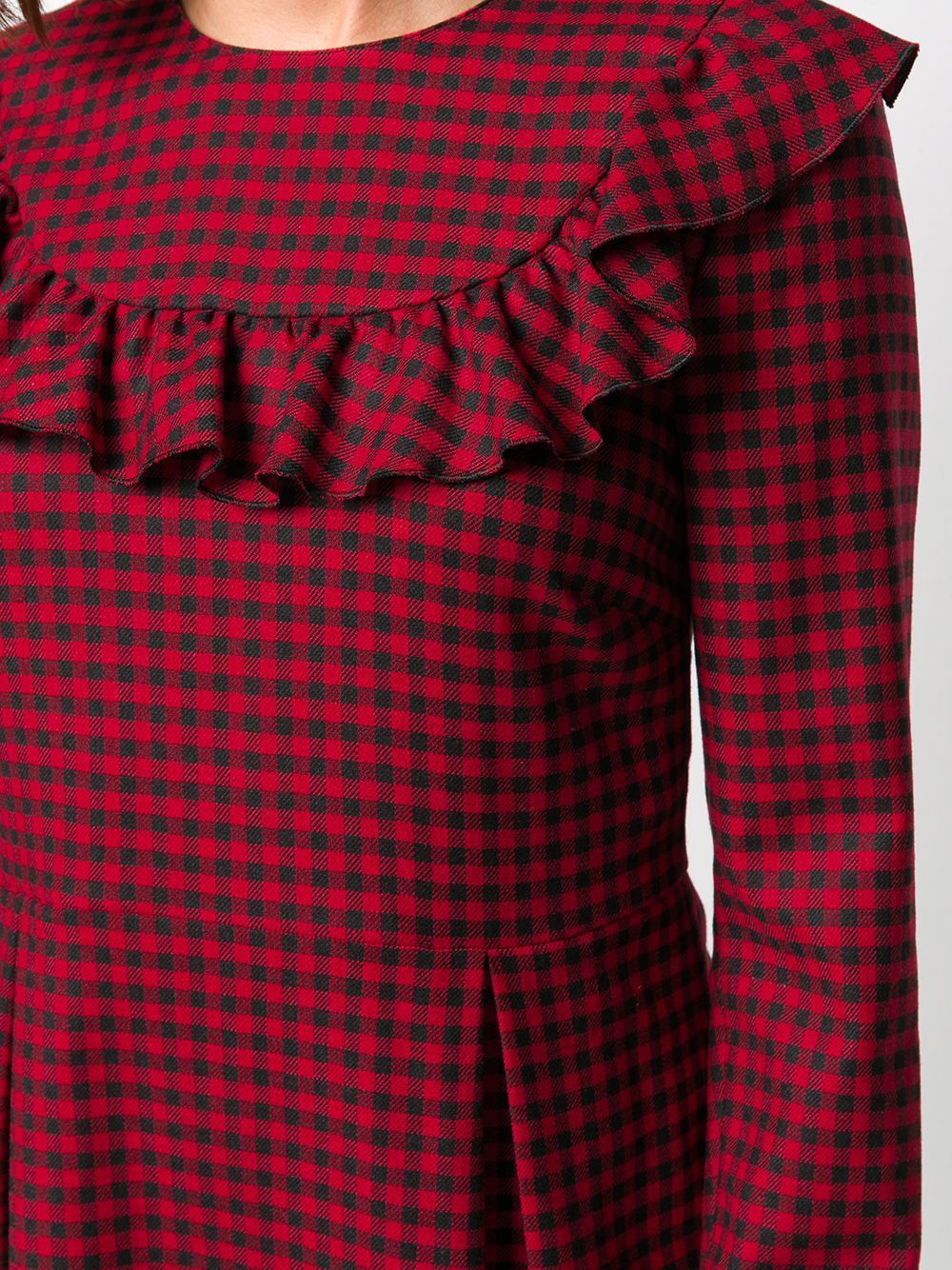 国内発| RED VALENTINO ラッフル ギンガムチェックミニドレス (RED 国内発| RED VALENTINO ラッフル ギンガムチェックミニドレス (RED
