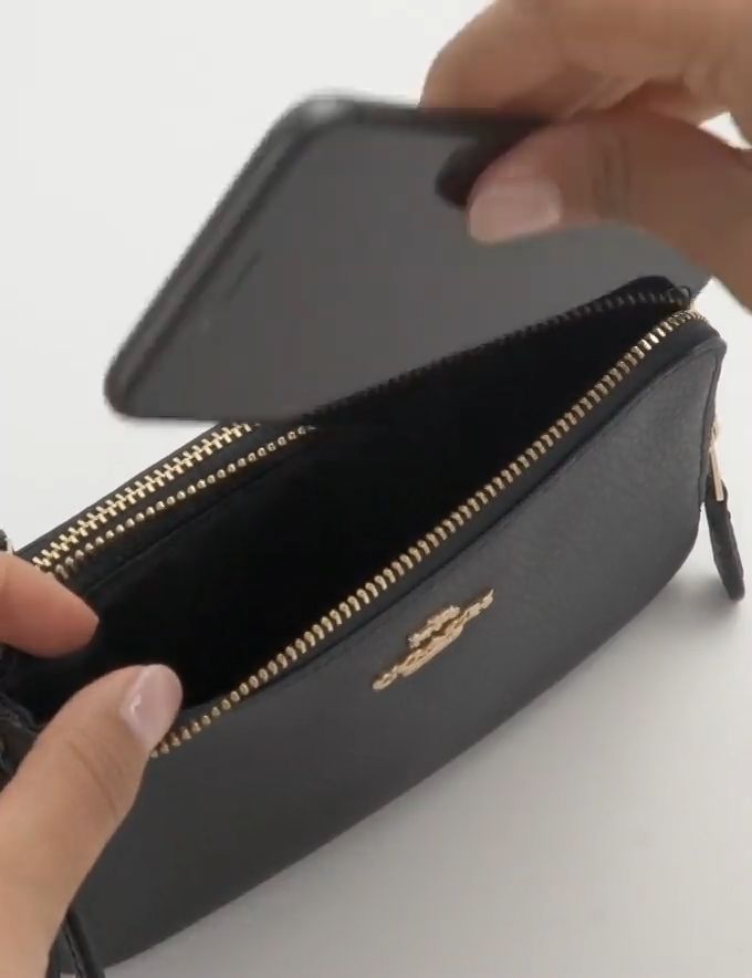 コーチ☆Corner Zip Wristlet ダブルジップリストレット ポーチ (Coach 早割り COACHコーチ ダブルファスナーポーチ財布リストレットブラック黒色 ポーチ/バニティ