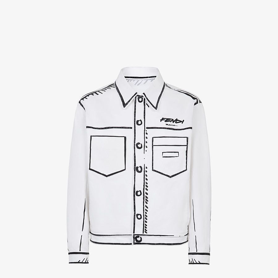 FENDI】Roma Joshua Videsコラボ ホワイトデニムジャケット (FENDI FENDI】Roma Joshua Videsコラボ ホワイトデニムジャケット (FENDI