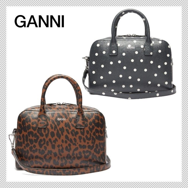 GANNI】お出かけに♪ レオパード ポルカドット レザー バッグ (Ganni GANNI】お出かけに♪ レオパード ポルカドット レザー バッグ (Ganni