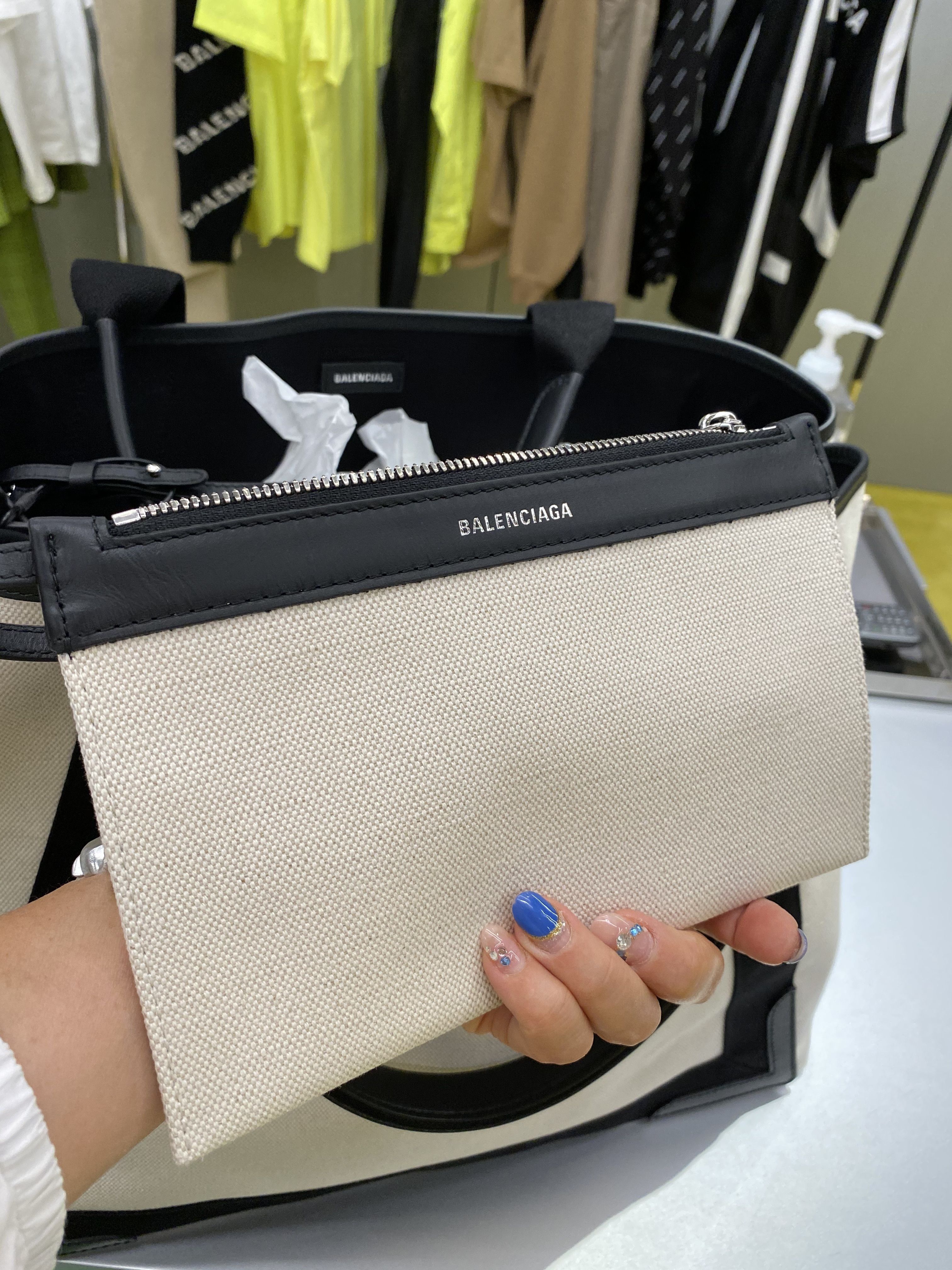 関税込☆BALENCIAGA☆大定番人気トートNAVY CABAS☆Mサイズ ...