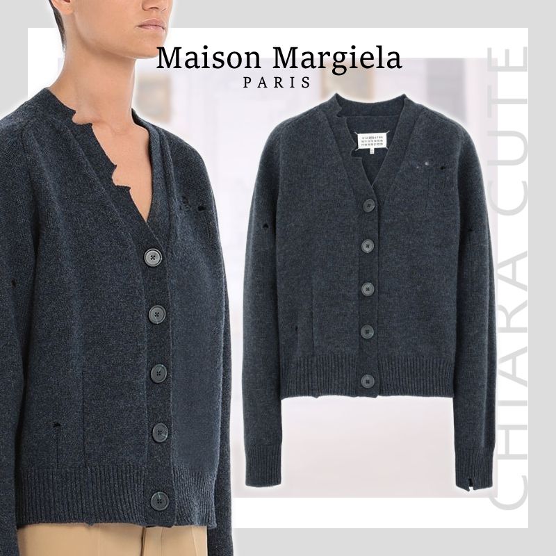 20AW NEW】Maison Margiela_women/Vネック ウールカーディガン (Maison 【SEAL限定商品】 カーディガン 20AW Margiela Maison カーディガン