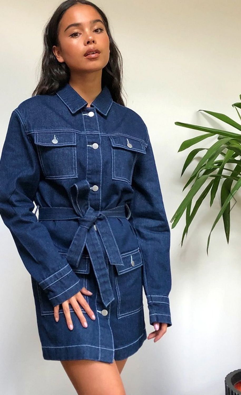 国内発送 Pltベルト付きデニムワンピース Prettylittlething ワンピース Buyma