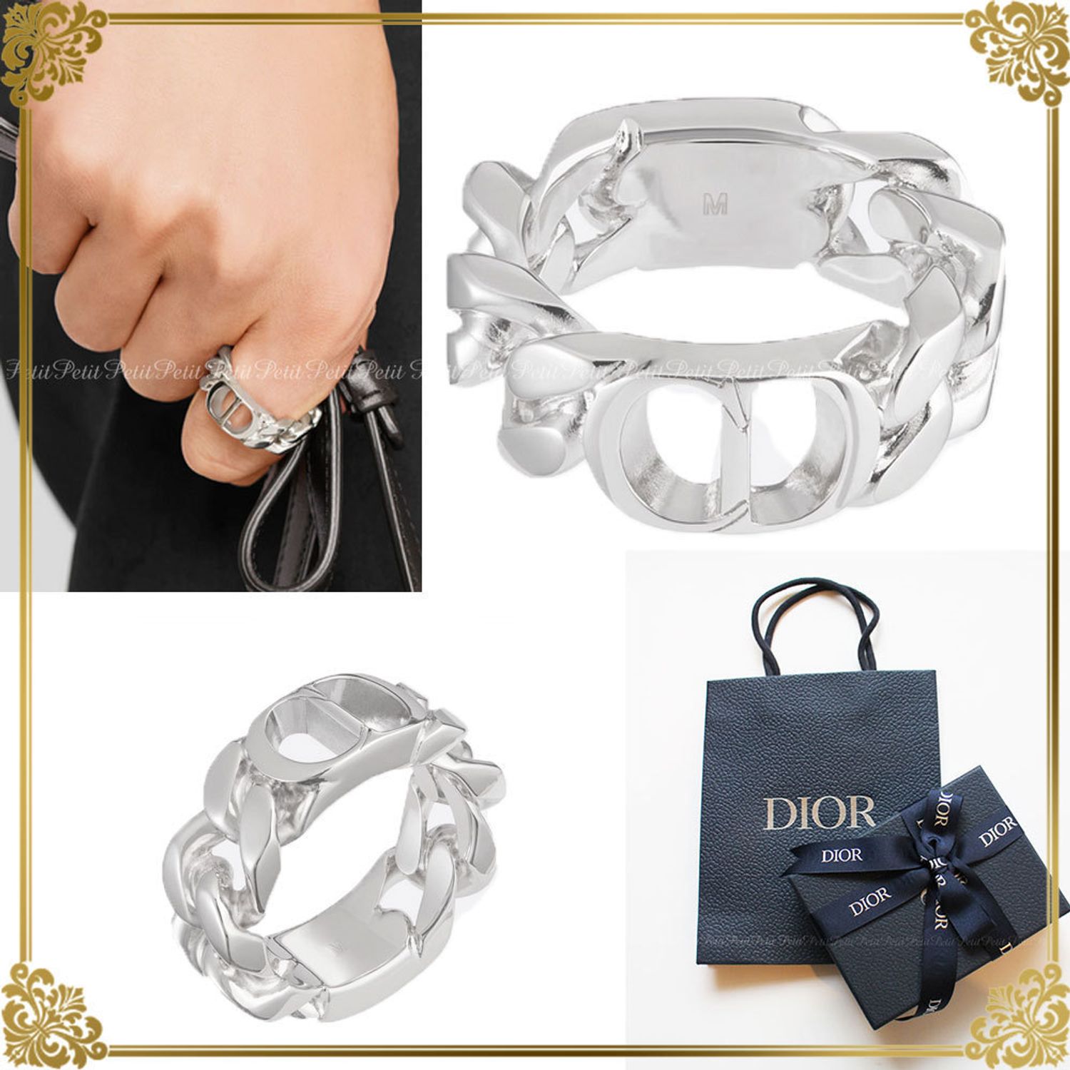 国内発 Dior メンズ クールなロゴチェーン シルバーリング Dior 指輪 リング Buyma