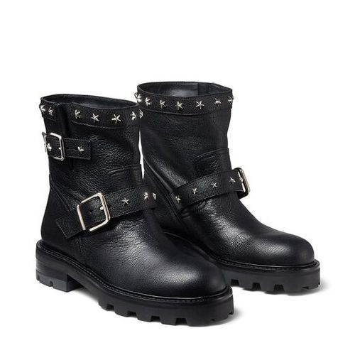 JimmyChoo YOUTH II スタースタッズ付き レザー バイカーブーツ JimmyChoo YOUTH II スタースタッズ付き レザー バイカーブーツ