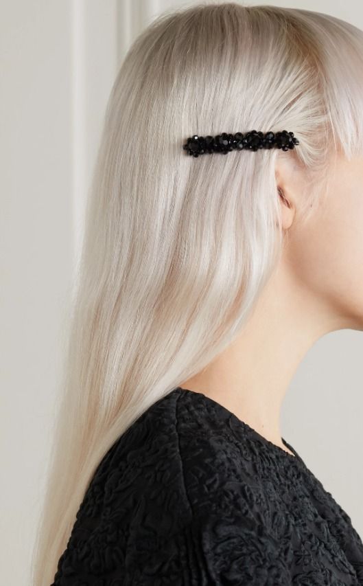 Simone Rocha ヘアピン ヘアーアクセサリー 花 ブラック ビーズ ...