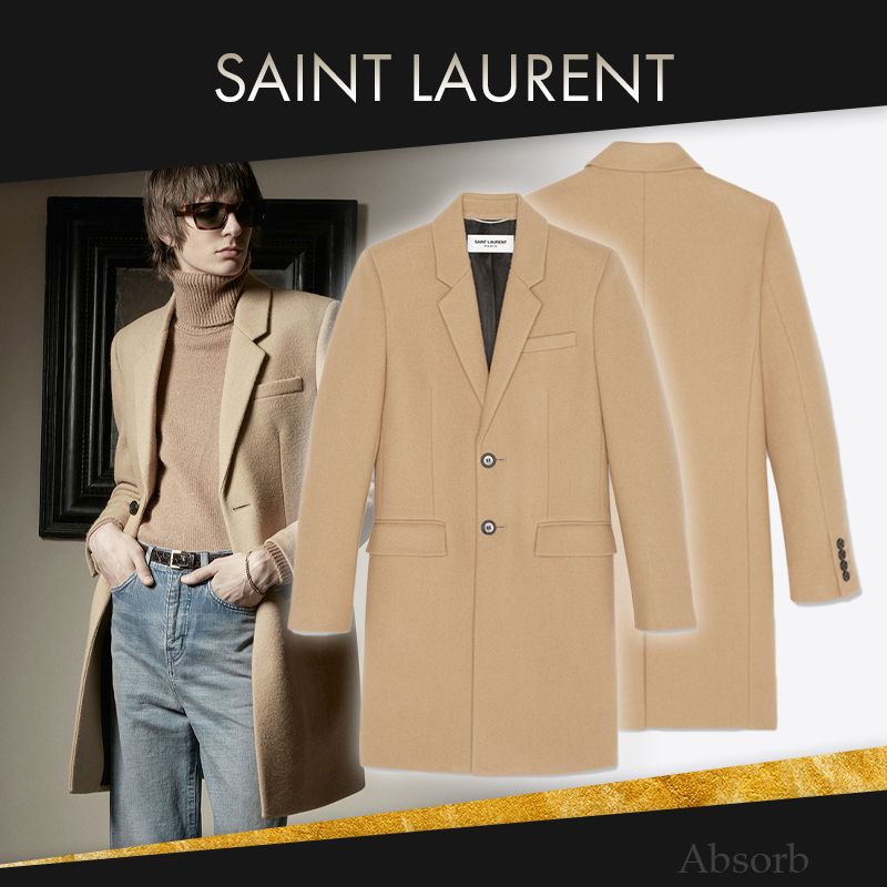 20AW NEW】 Saint Laurent_men / フェルトテーラードコート / (Saint ...
