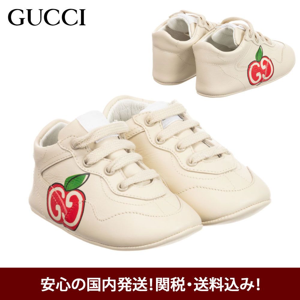 Gucci ベビーレザーファーストシューズ リンゴGGロゴ☆出産祝い (GUCCI 本命ギフト ☆GUCCI レザー シューズ 靴 キッズ 子供 グッチ☆ その他
