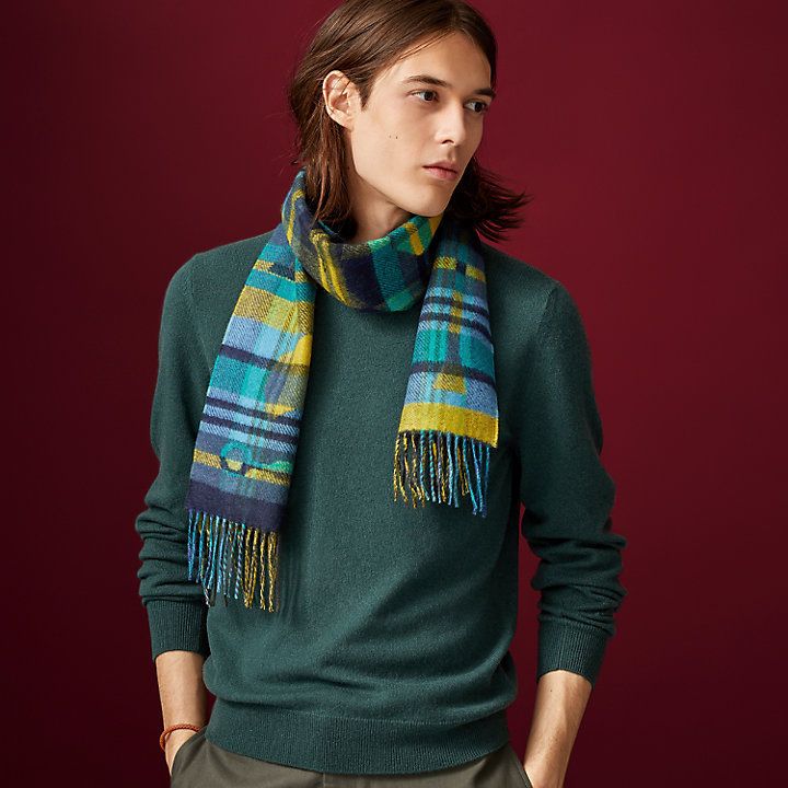 HERMES☆マフラー エルメス 男女OK カシミヤ チェック ギフトに HERMES☆マフラー エルメス 男女OK カシミヤ チェック ギフトに