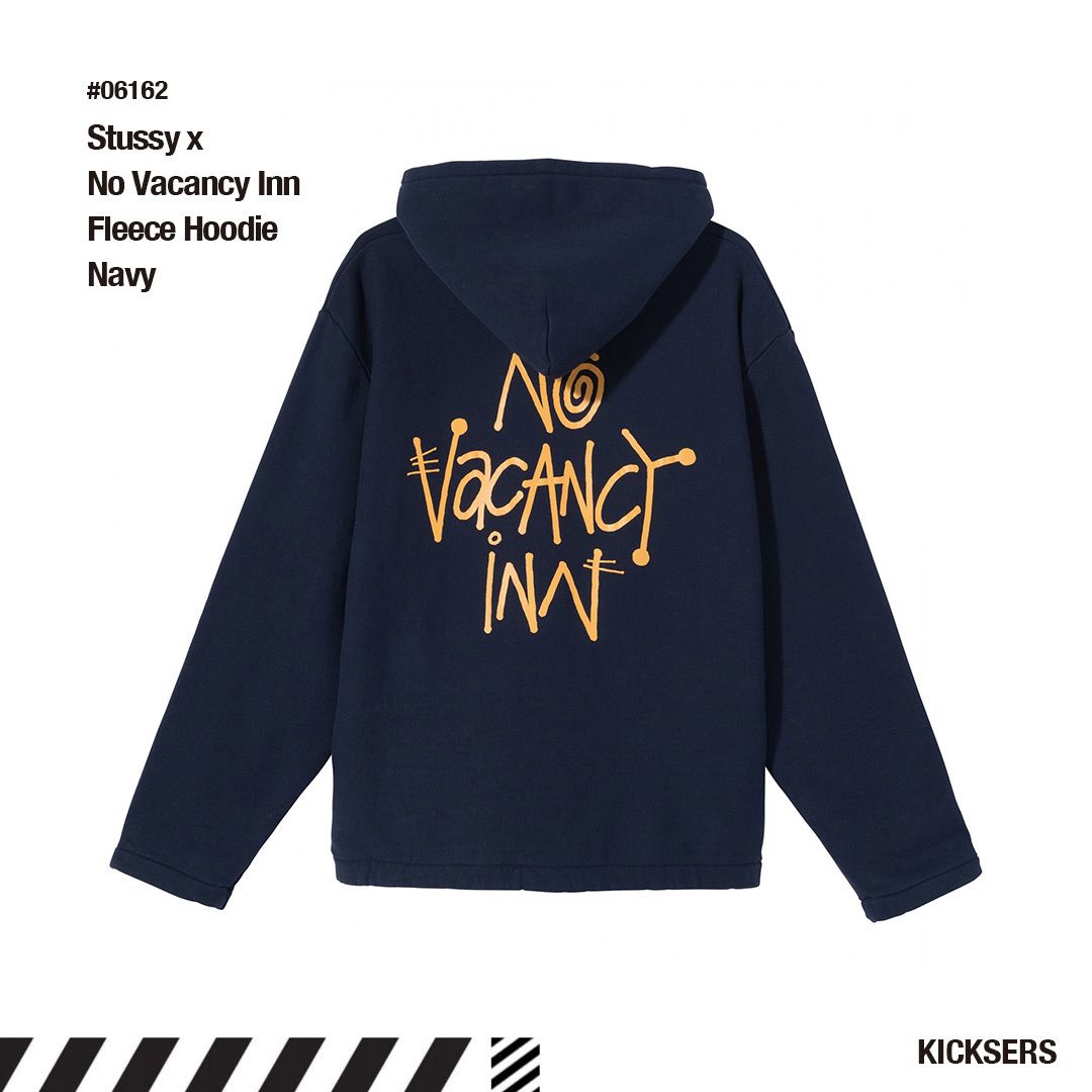 人気話題コラボ！Stussy x No Vacancy Inn Fleece Hoodie Navy (STUSSY