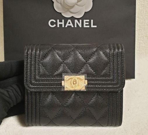 すぐ届く☆ CHANEL BOY CHANEL 三つ折り財布 黒 A80734 (CHANEL すぐ届く☆ CHANEL BOY CHANEL 三つ折り財布 黒 A80734 (CHANEL