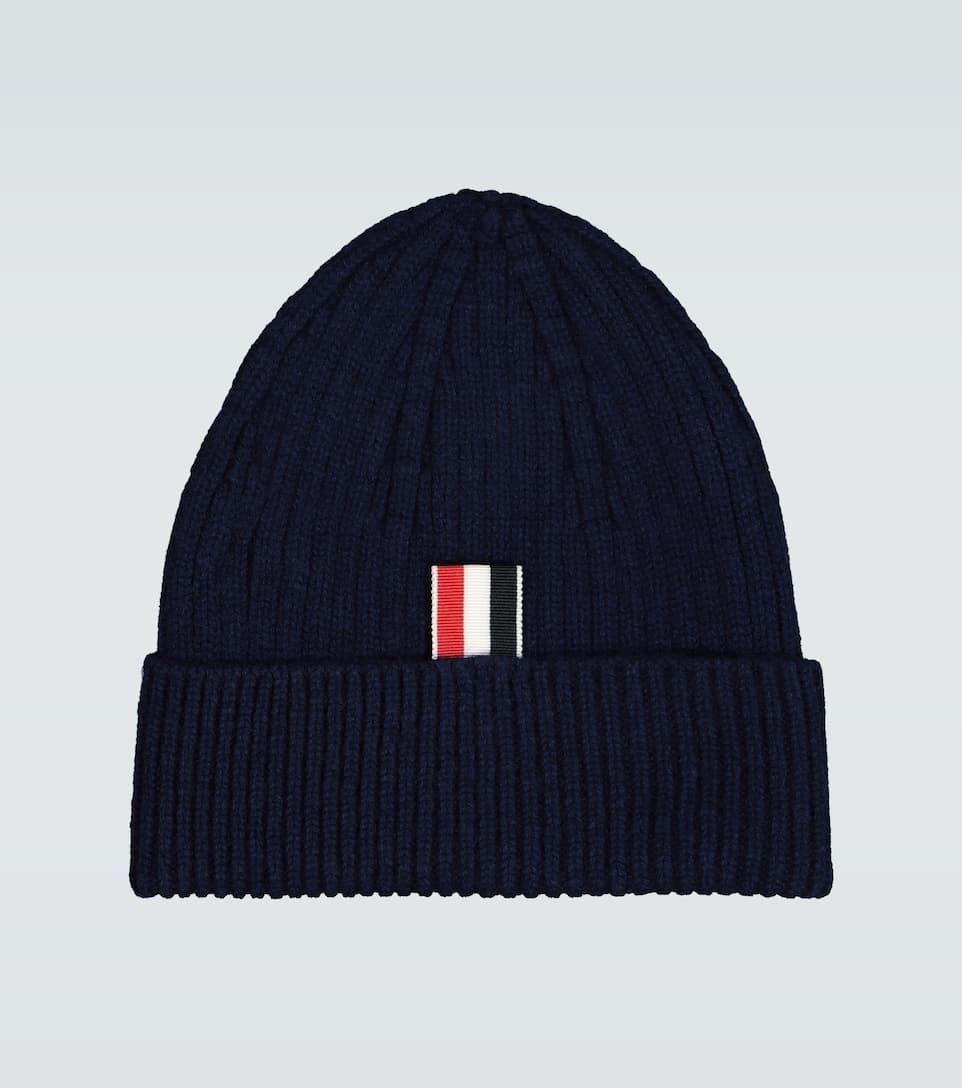 トム ブラウン リブ編み ストライプ カシミア ニット帽 関送込 (THOM トム ブラウン リブ編み ストライプ カシミア ニット帽 関送込 (THOM