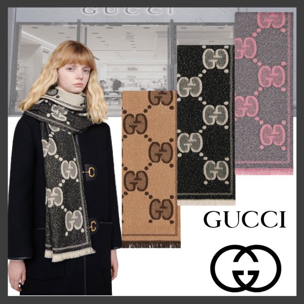 大人気【GUCCI】GGウール ラメ ジャカード スカーフ マフラー (GUCCI 大人気【GUCCI】GGウール ラメ ジャカード スカーフ マフラー (GUCCI