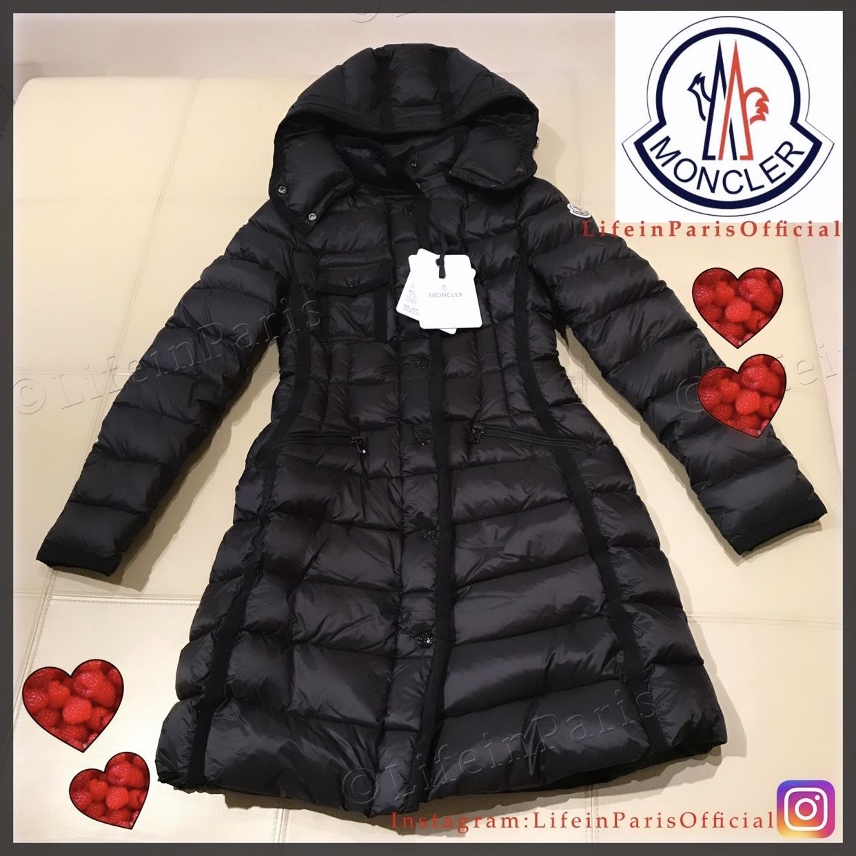 Moncler HERMINE♡ダウンコート【入手困難サイズも】紺/黒 (MONCLER Moncler HERMINE♡ダウンコート【入手困難サイズも】紺/黒 (MONCLER