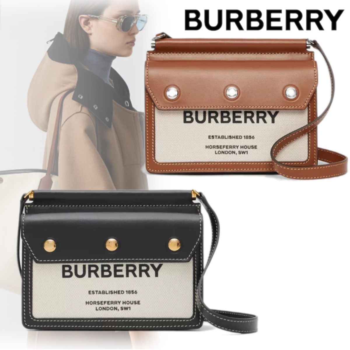 BURBERRY ミニホースフェリープリントタイトルバッグ ショルダー BURBERRY ミニホースフェリープリントタイトルバッグ ショルダー