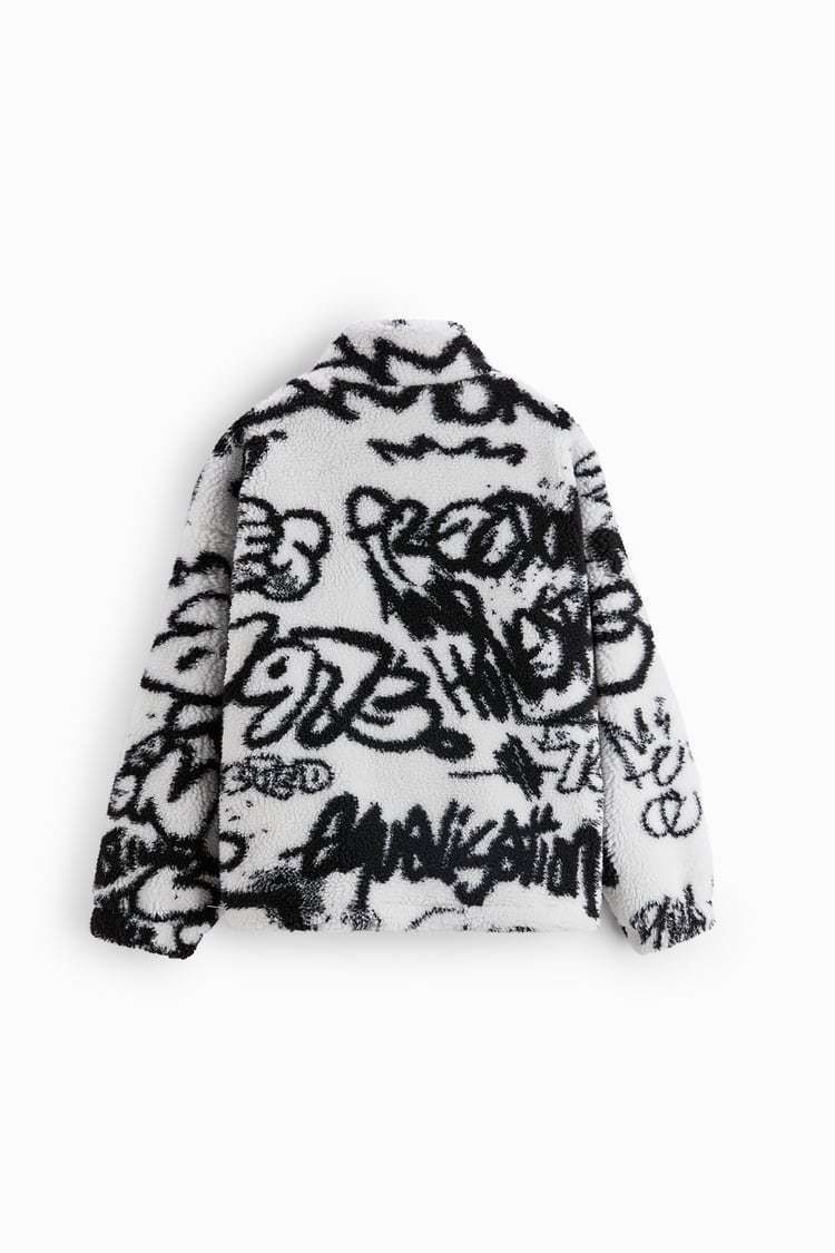 NEW MEN'S ZARA☆プリント柄ボア生地ジャケット (ZARA/ジャケット 7日以内返品OK プリントボアジャケット 新品 メンズ ZARA その他