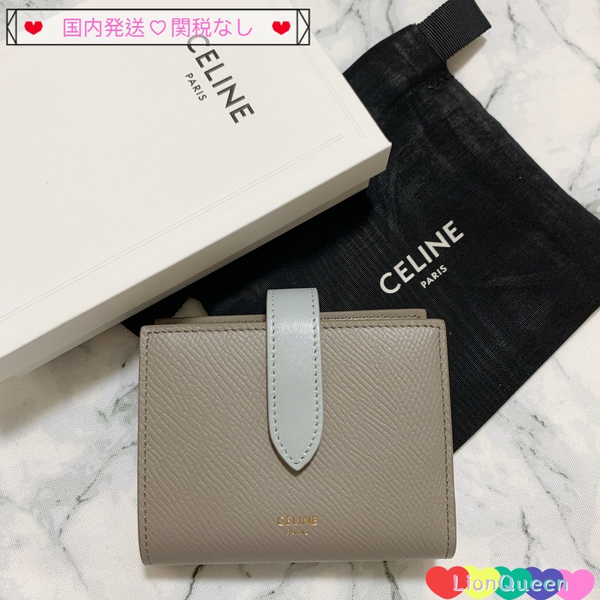 CELINE☆国内発送☆ストラップ ミニ財布 PEBBLE/MINERAL (CELINE ...