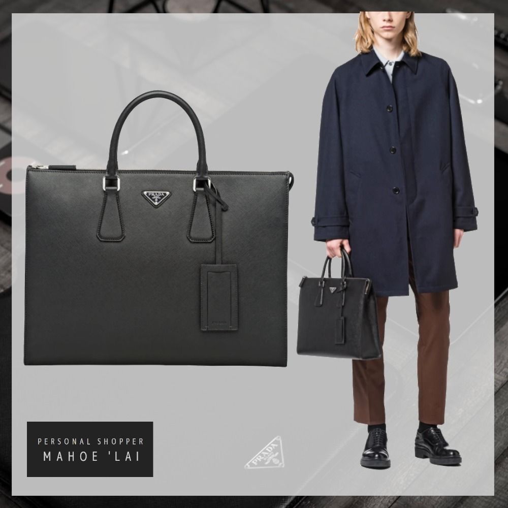 PRADA サフィアーノレザー ブリーフケース (PRADA/ビジネスバッグ 【希望者のみラッピング無料】 PRADA ブリーフケース ビジネスバッグ サフィアーノ ブラック ビジネスバッグ
