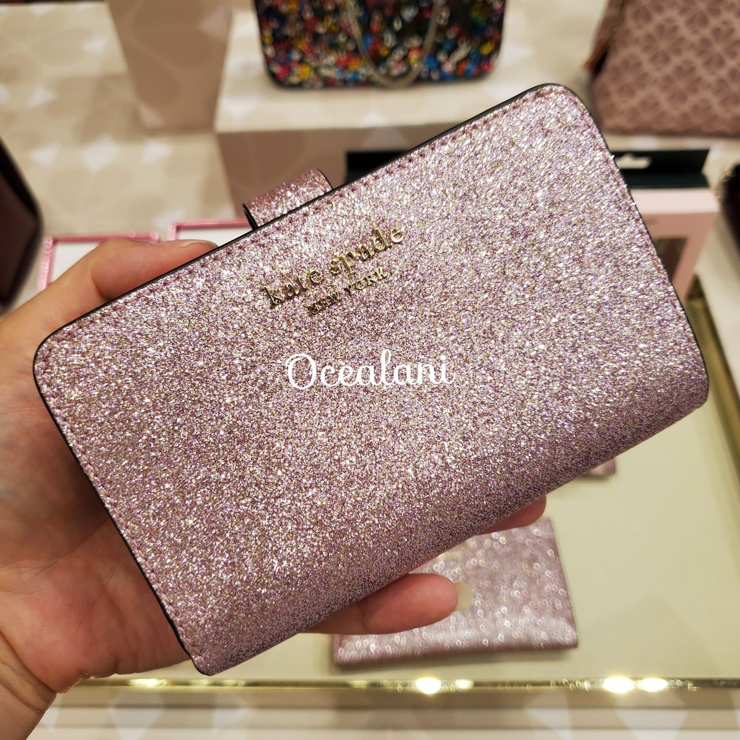 Kate Spade 折り財布 ホリデーデザイン Spencer Glitter Kate Spade New York 折りたたみ財布 Pwr Buyma
