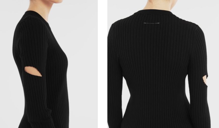 MM6 MAISON MARGIELA トップス ニット リブ カットアウト 黒 (MM6 ...