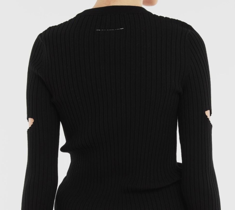 MM6 MAISON MARGIELA トップス ニット リブ カットアウト 黒 (MM6 ...