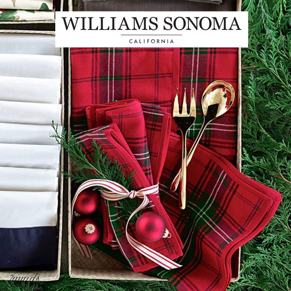 大人気!Williams Sonoma☆タータンチェックナプキン4枚セット 大人気!Williams Sonoma☆タータンチェックナプキン4枚セット