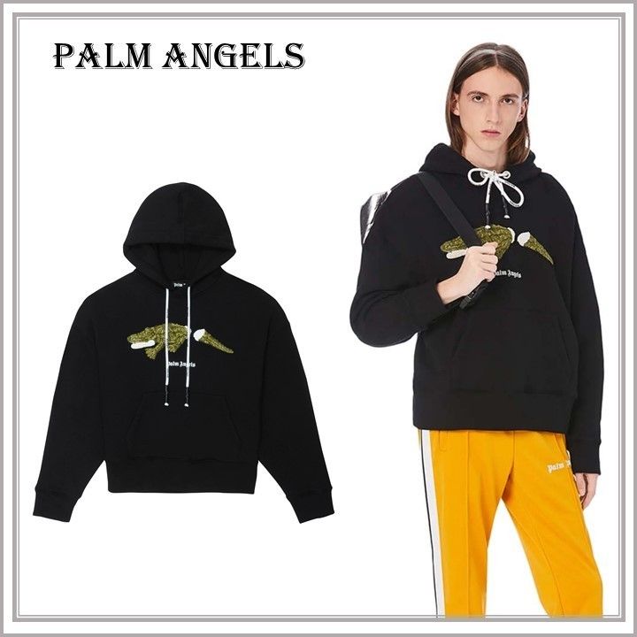 関込】PALM ANGELS パームエンジェルス◇クロコ ワニ パーカー (Palm 新品/特典付き angels パーカー palm パーカー