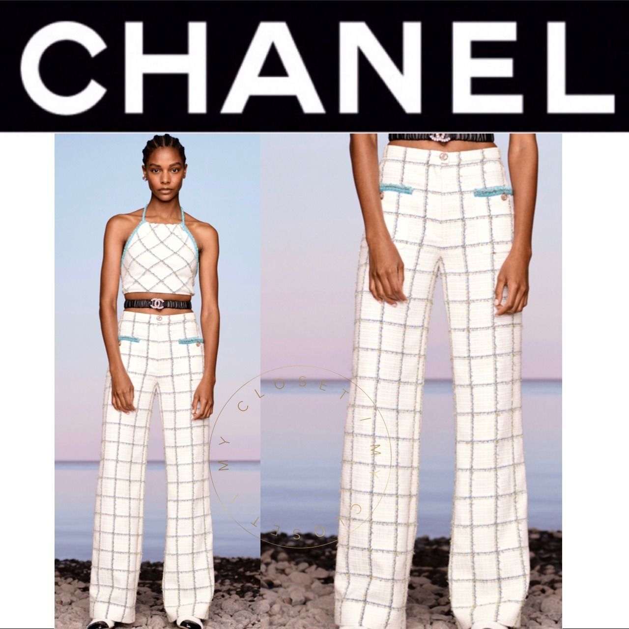 CHANEL ボトムス パンツ トラウザーズ ツイード 白 直営 新作 女 ...