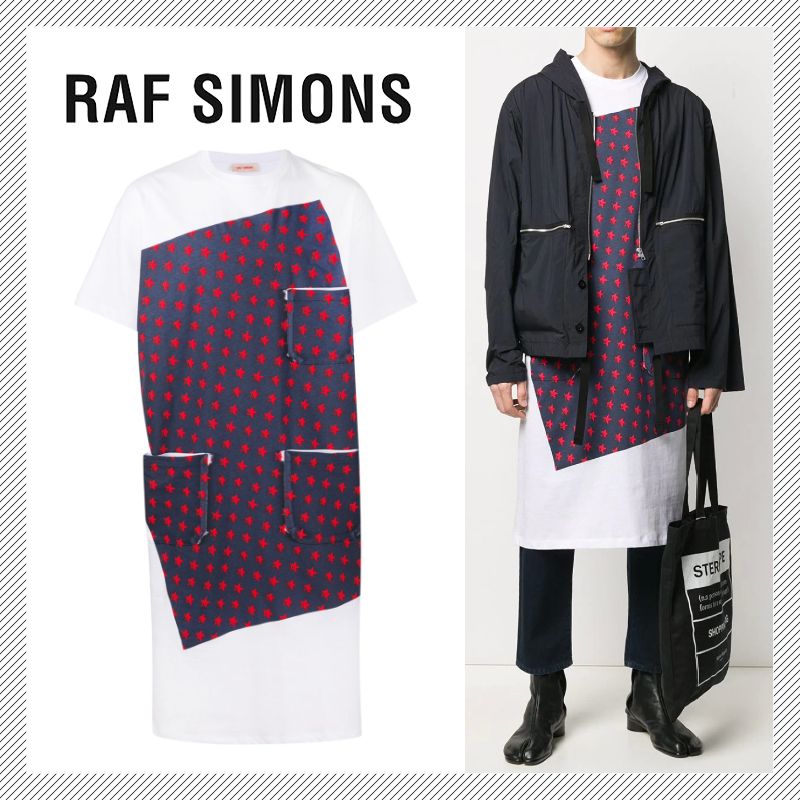 RAF SIMONS】ラフシモンズ ポケット ロング丈 Tシャツ 国内発 (RAF 産地直送 ラフシモンズのロングカットソー Tシャツ/カットソー(半袖/袖なし)