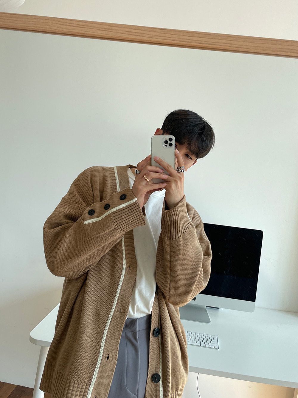 カーディガン ASCLO Cuffs Button Line Wool Cardigan (4color) ASCLO Cuffs Button Line Wool Cardigan (4color) (ASCLO