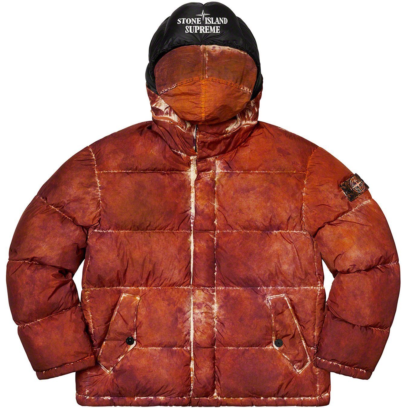 Supreme Stone Island Painted Camo Crinkle Down Jacket