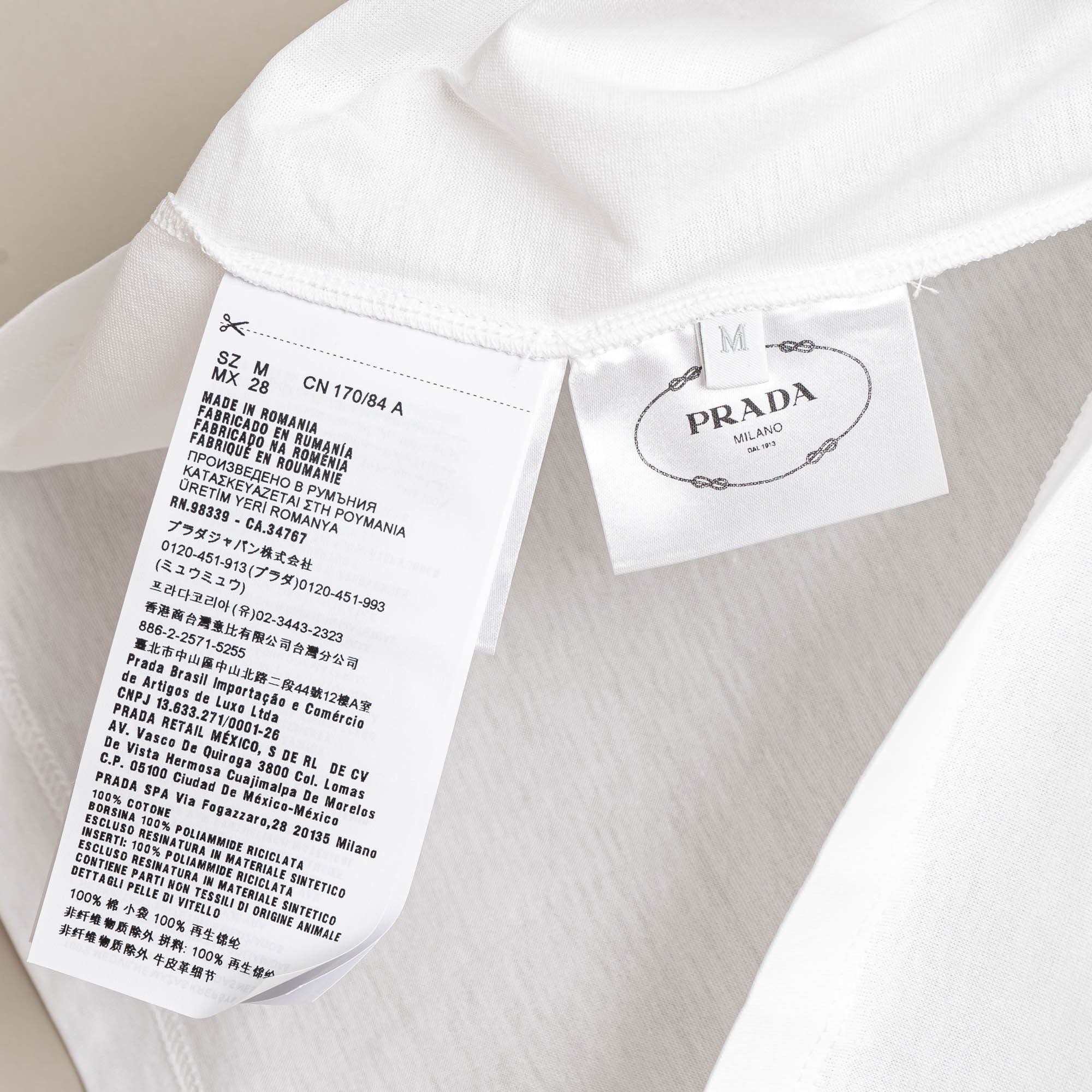 関税込PRADA 2020AW トライアングルロゴポーチ Tシャツ コットン ...